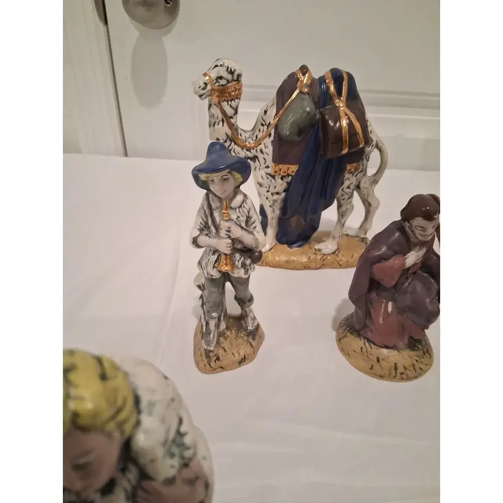 Vintage Ceramic Nativity Set 14 Pcs Hand Painted Christmas Atlantic Holland Mold